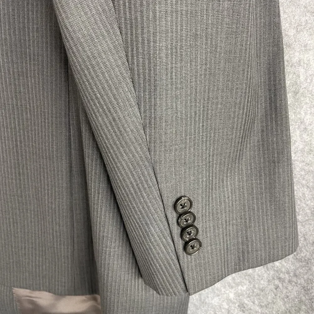 Cremieux Loro Piana Wool Blazer Sport Coat Mens 50L Gray Pin Stripe Super‎ 130s
